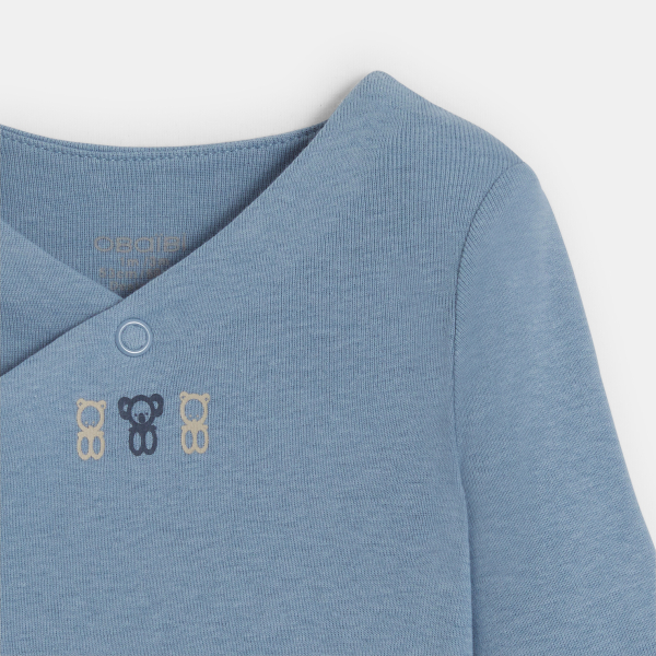 بودي سوت بتصميم ملفوف، أزرق لحديثي الولادة (طقم مكون من قطعتين)